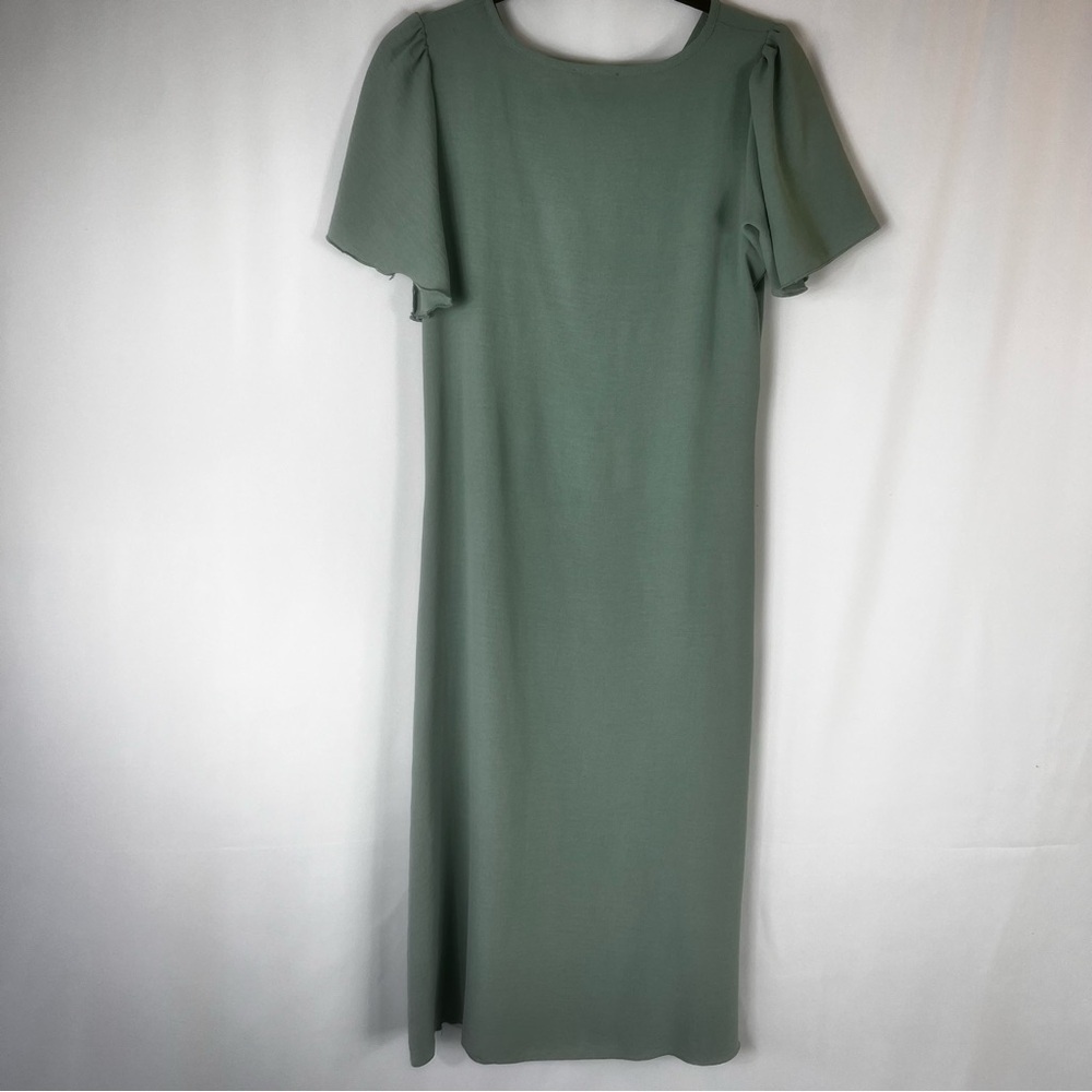 See You Monday Midi Dress  mint green, V-neck A-Line Stretchy Flared Sleeve Sz:M - Picture 11 of 15